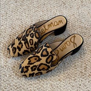 NWOT Sam Edelman Fur Leopard Print Mules sz6